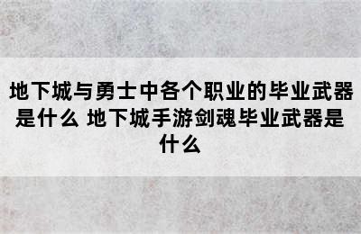 地下城与勇士中各个职业的毕业武器是什么 地下城手游剑魂毕业武器是什么